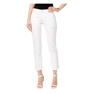 Michael Kors Women's Dillon Distressed White Jeans